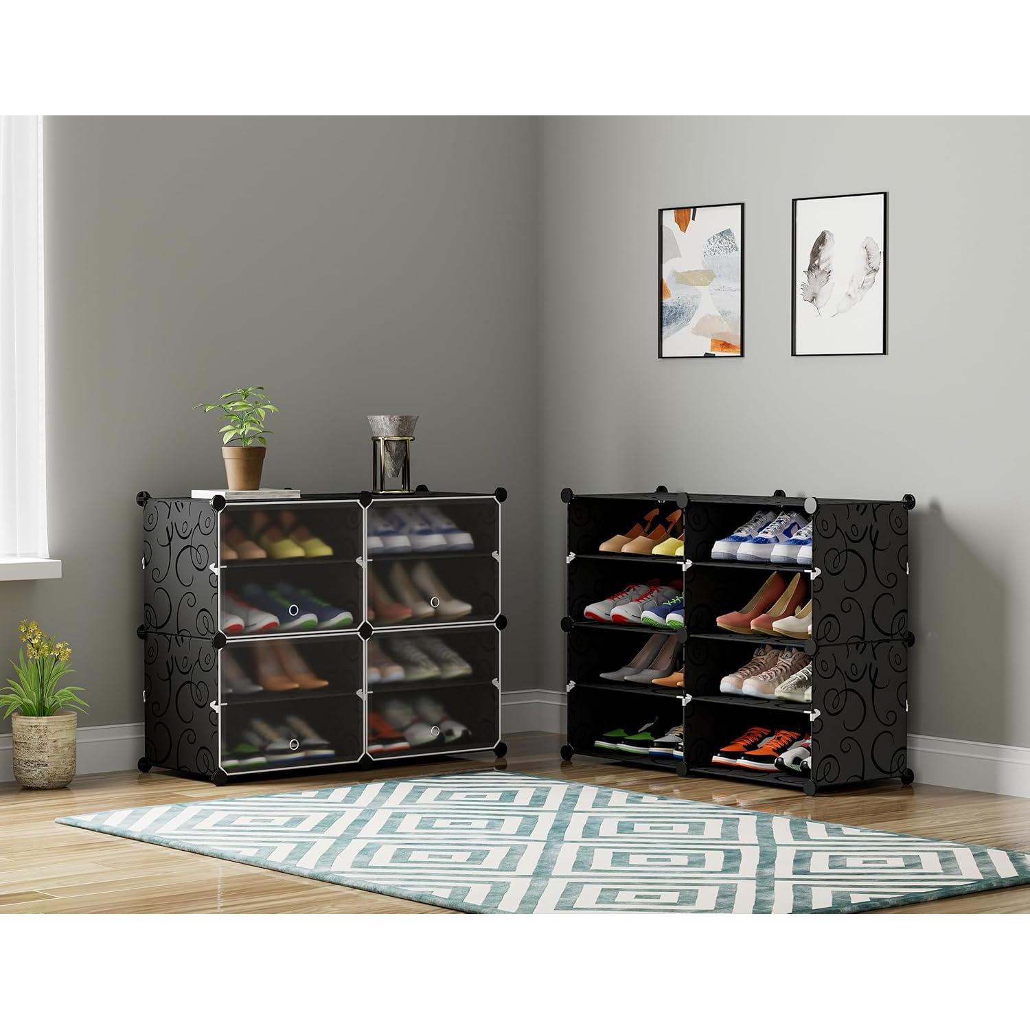 Estante para Zapatos HOMIDEC 4 Niveles Negro para 16 Pares