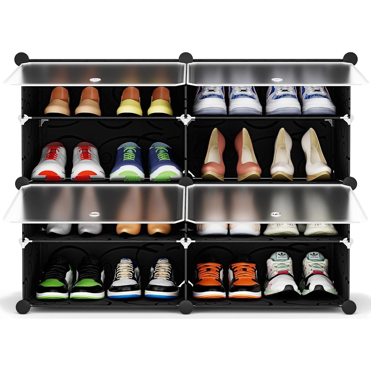 Estante para Zapatos HOMIDEC 4 Niveles Negro para 16 Pares