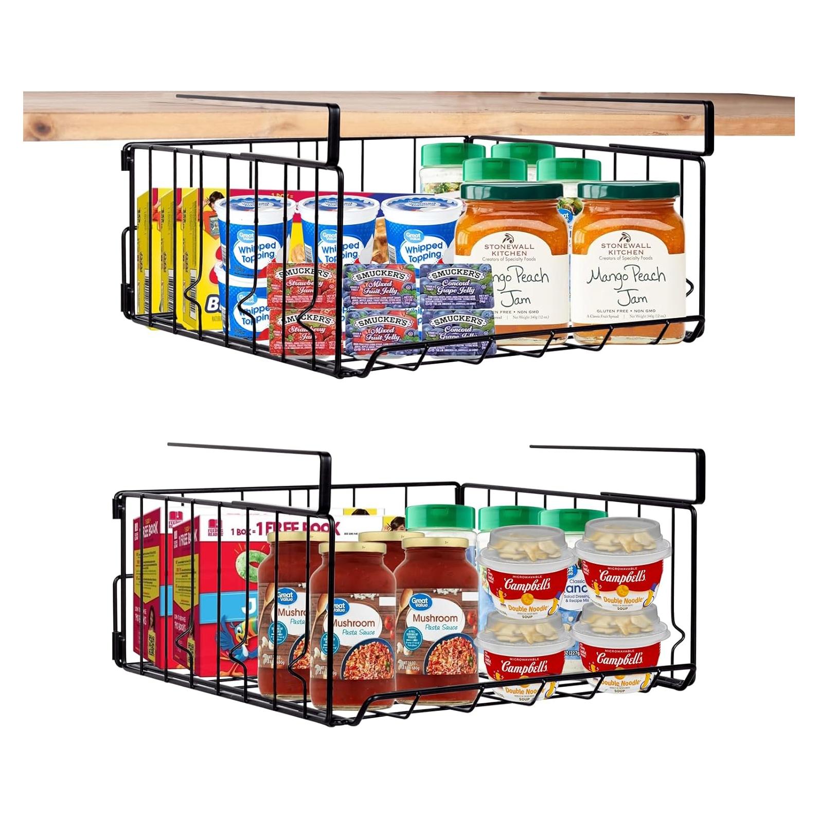 Cestas de Almacenamiento Bajo Estante Resulzon 2 Pack Negro