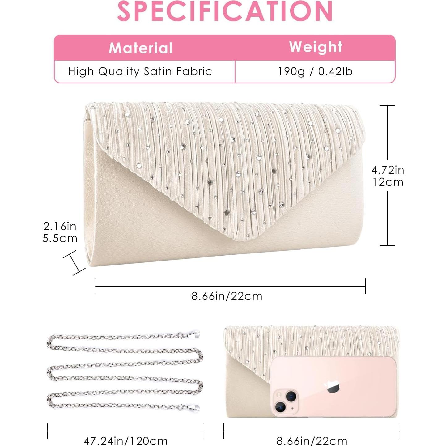 Cartera de Noche TINDTOP para Mujeres Albaricoque 18.3x10.2cm