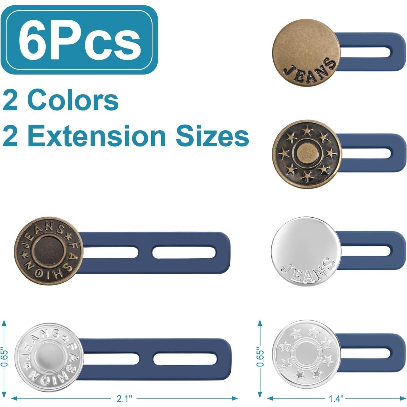 Extensores de Botón KUNTAERY 6PCS para Jeans 2.8-4.6cm