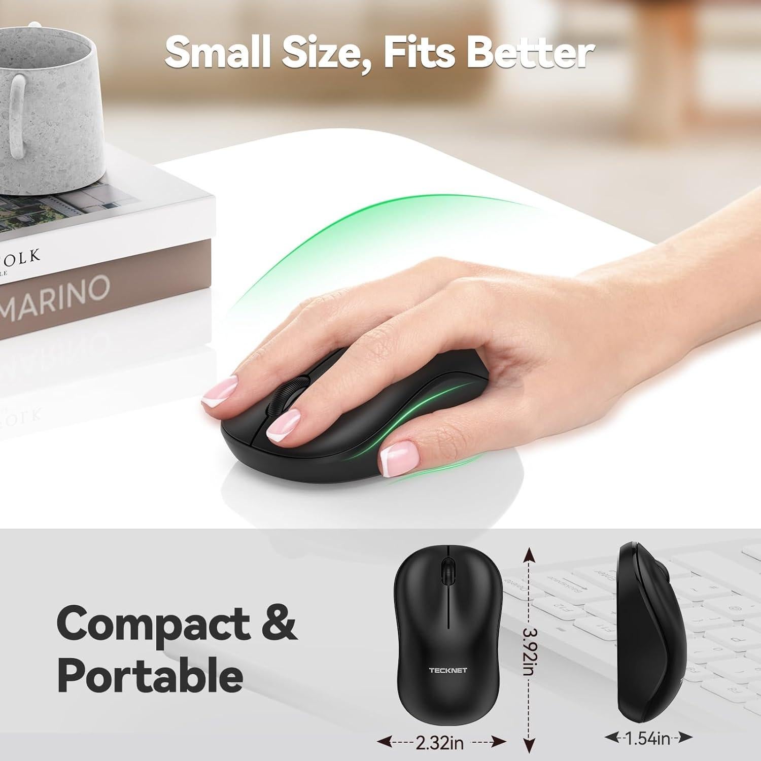 Ratón Inalámbrico TECKNET Pequeño Ergonómico 2.4G Negro