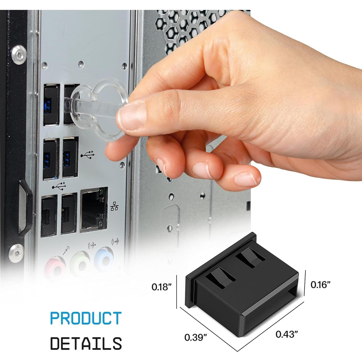 Tapones USB-A PortPlugs SecureLock - Protección de Datos 10 Pzs