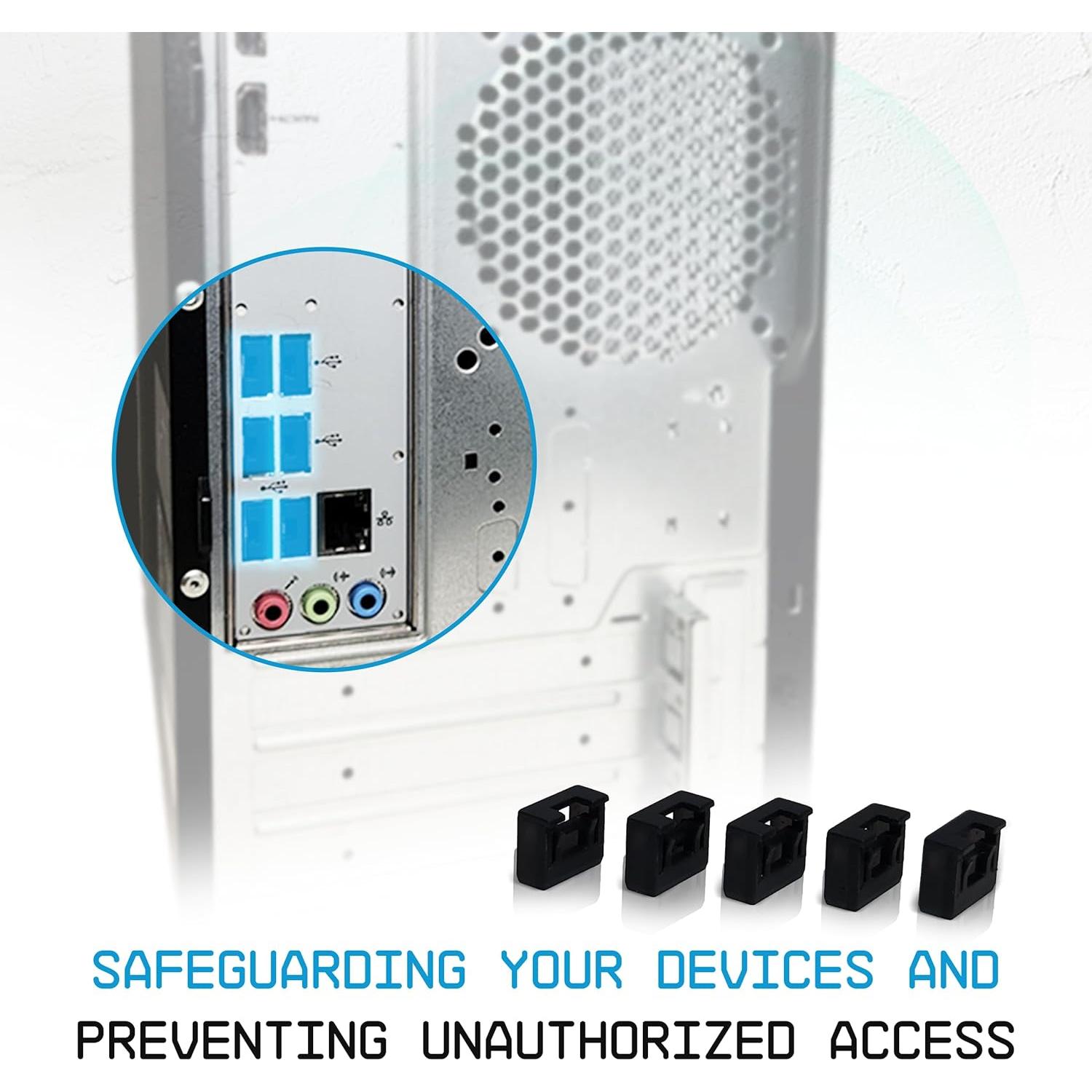 Tapones USB-A PortPlugs SecureLock - Protección de Datos 10 Pzs