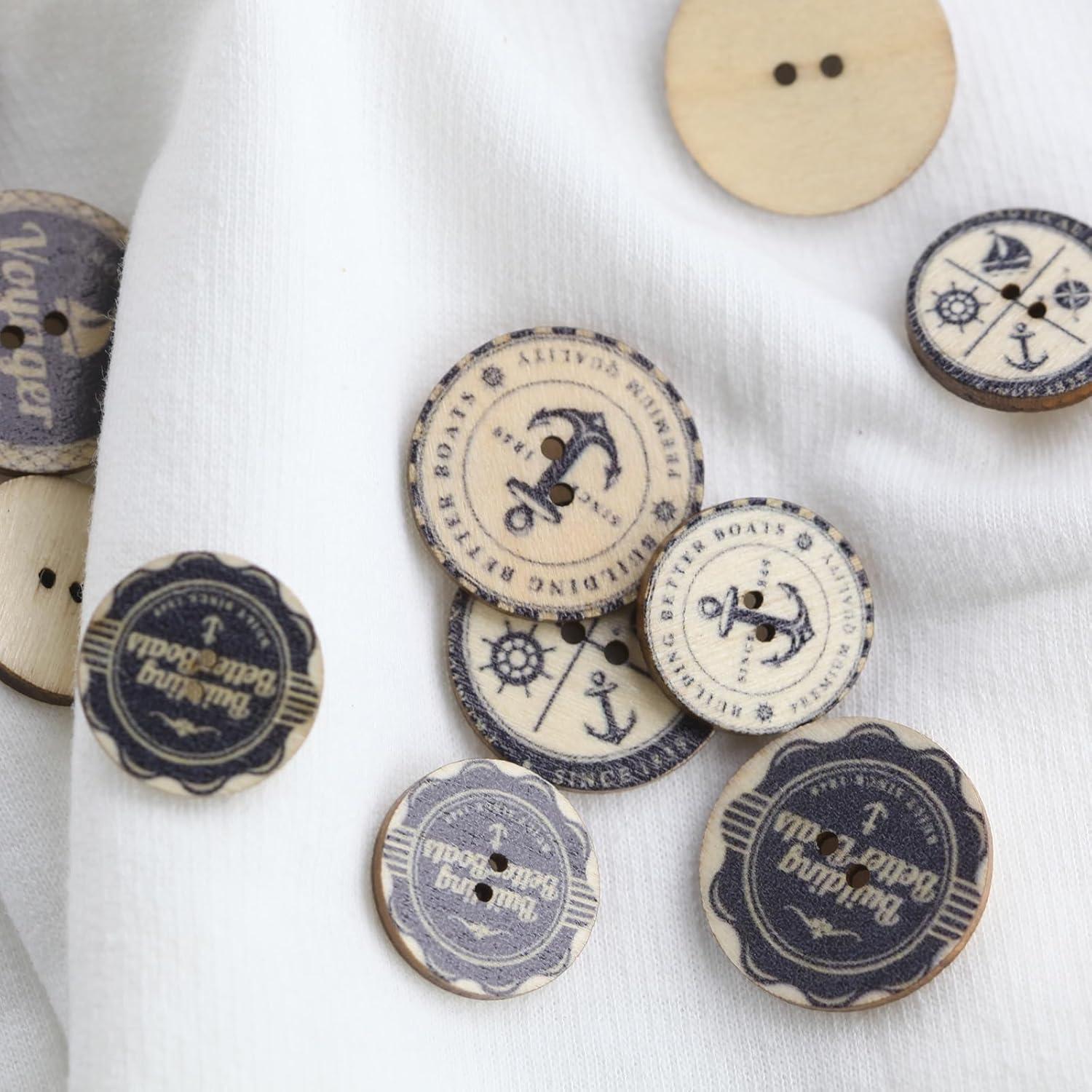 100 Botones de Madera MASONEE 20mm y 25mm Vintage Decorativos
