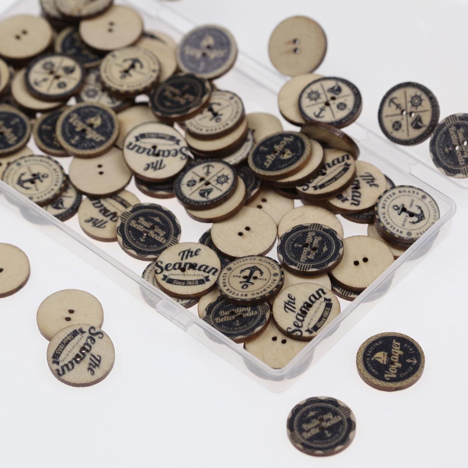 100 Botones de Madera MASONEE 20mm y 25mm Vintage Decorativos