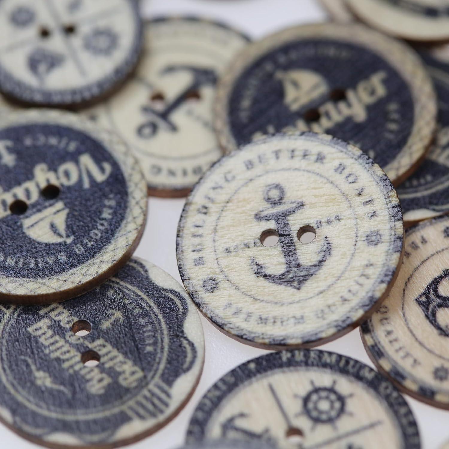 100 Botones de Madera MASONEE 20mm y 25mm Vintage Decorativos