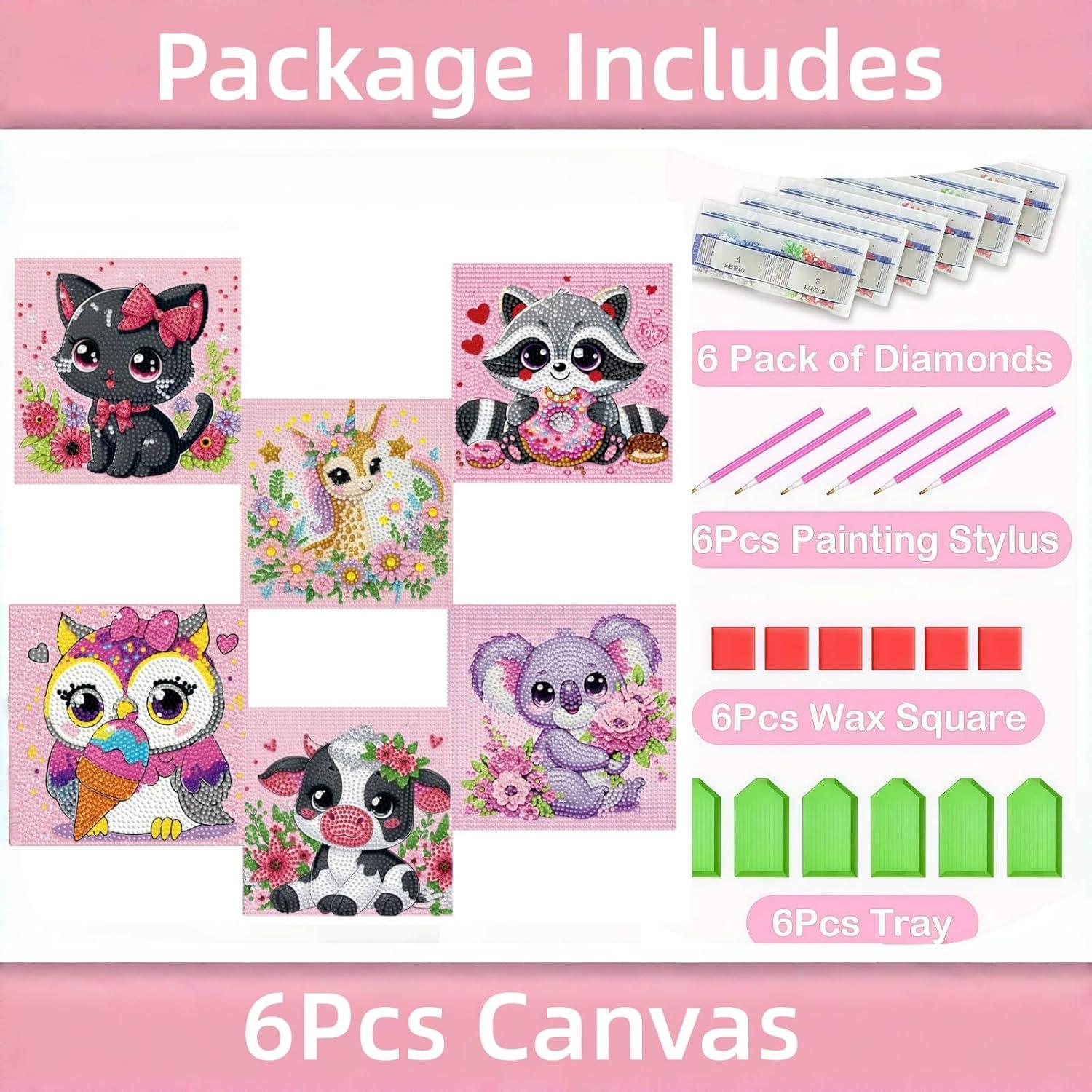 Kits de Pintura de Diamante 5D CSZPPQAF para Niños 6 Piezas 15.24cm