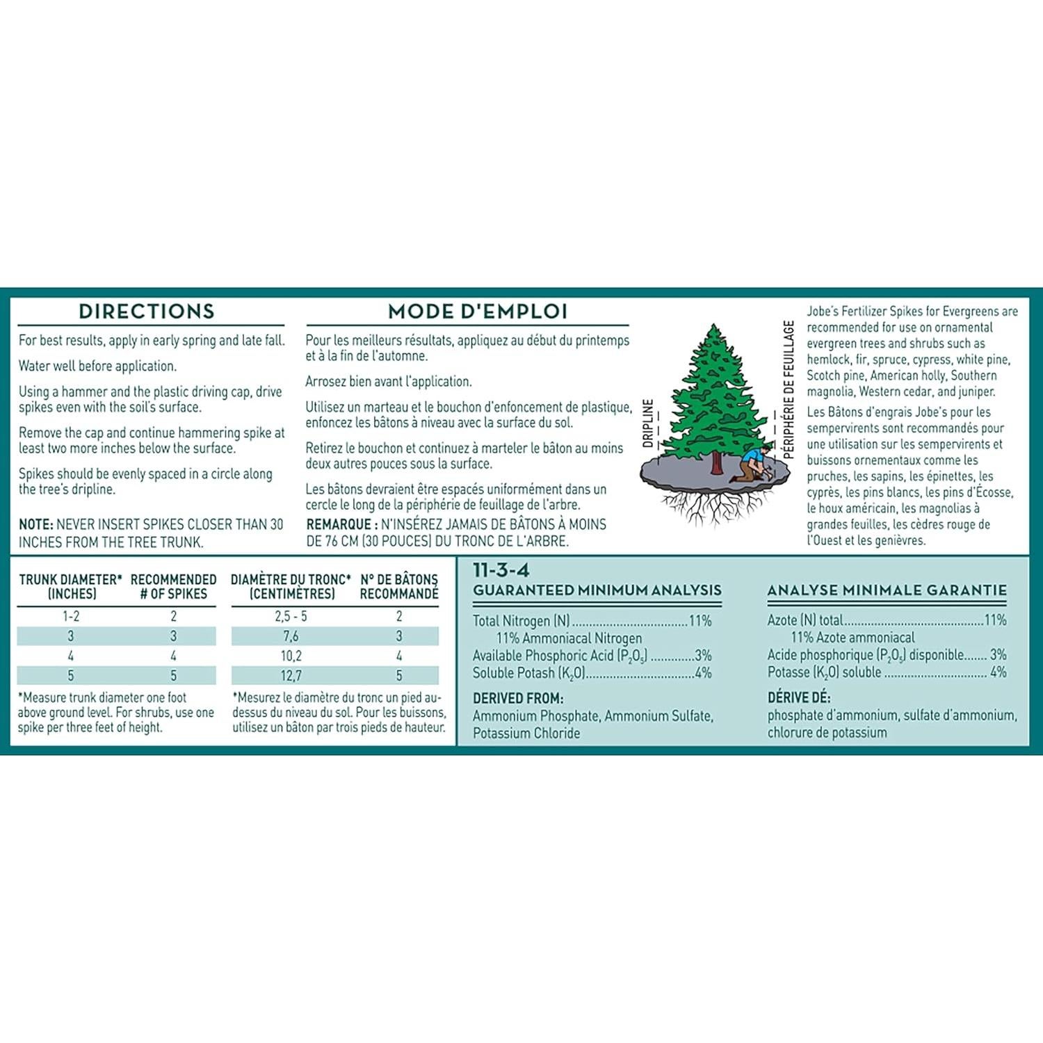 Picos de Fertilizante Jobe's 9 Unidades para Árboles Ácidos