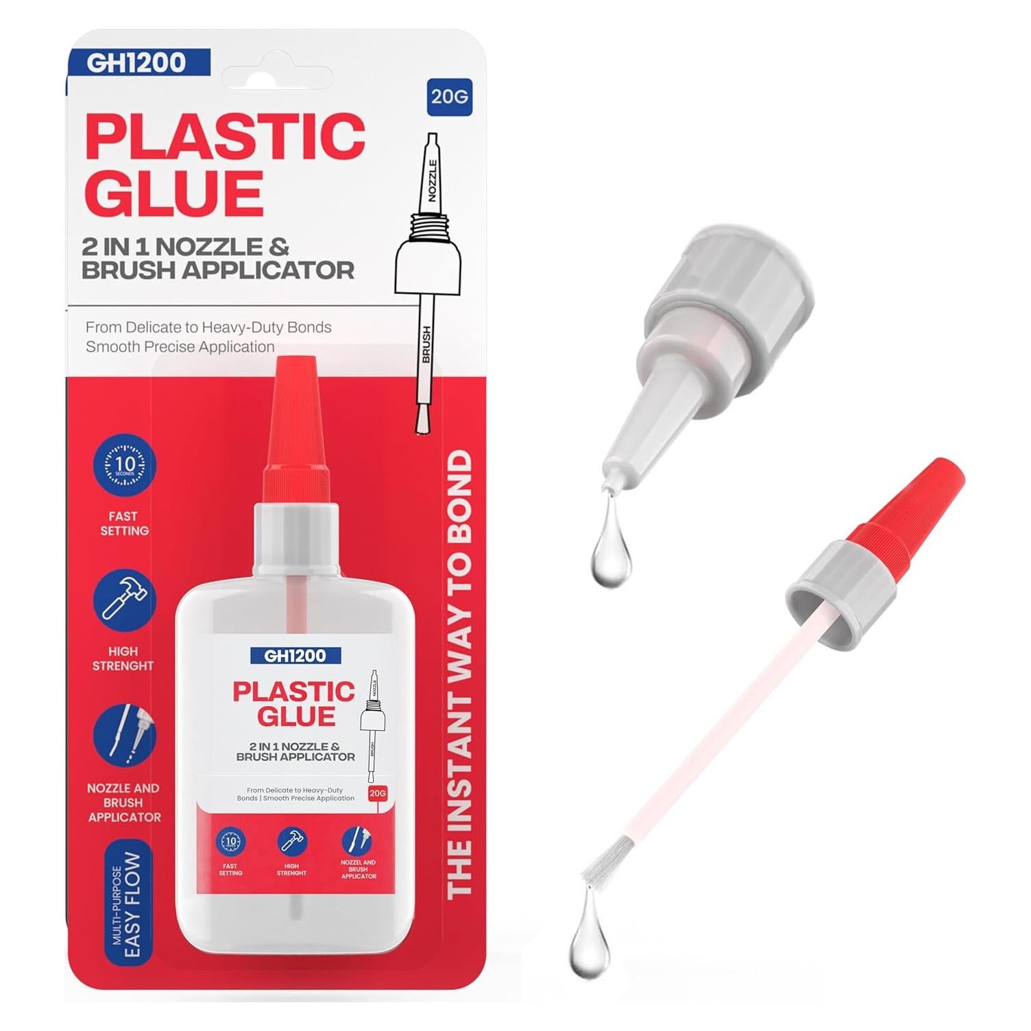 Super Pegamento Plástico GH1200 20g con Brocha y Boquilla