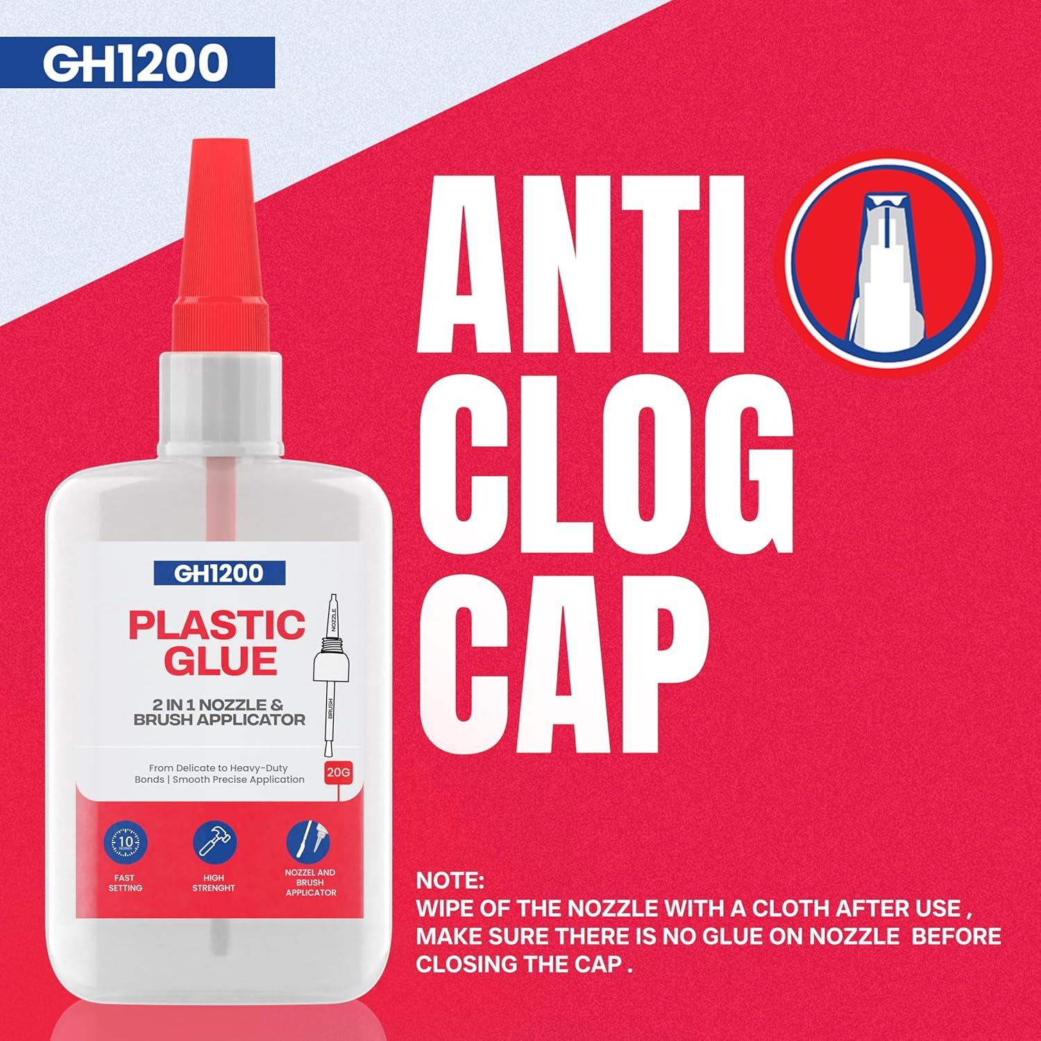 Super Pegamento Plástico GH1200 20g con Brocha y Boquilla