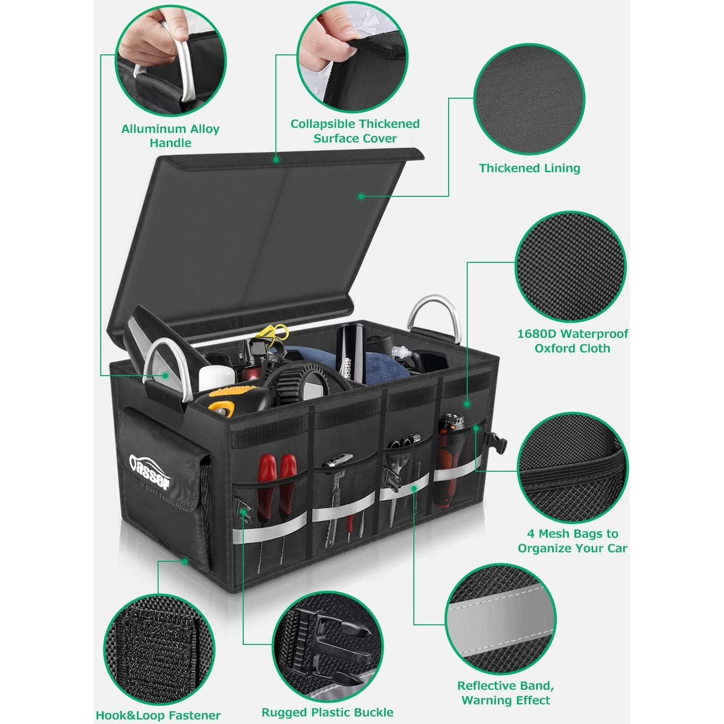 Organizador de Maletero Oasser E3 Grande Negro 65L Impermeable