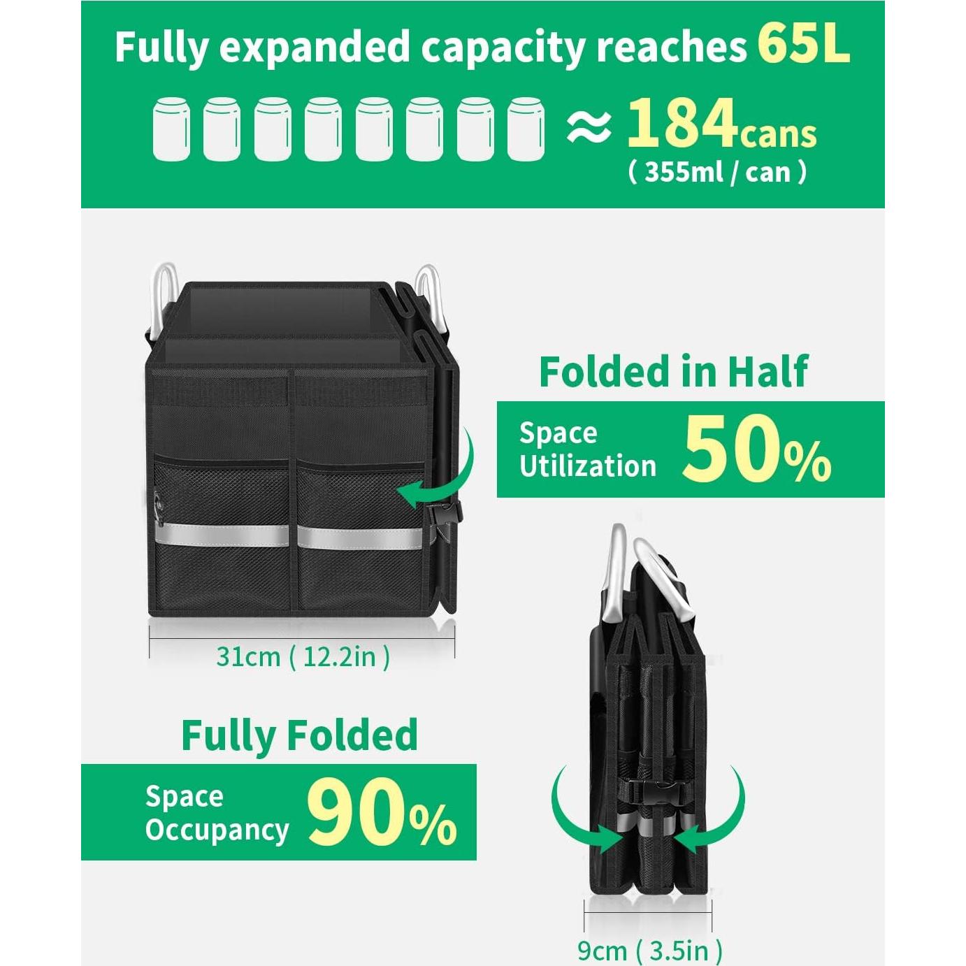 Organizador de Maletero Oasser E3 Grande Negro 65L Impermeable