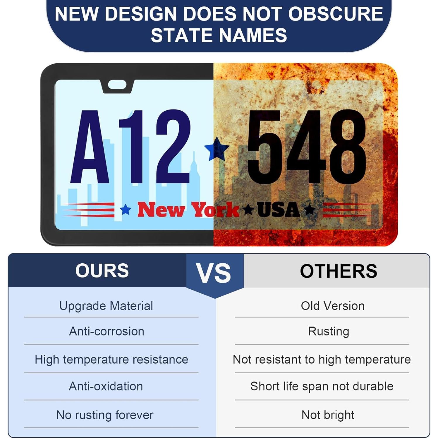 Paquete de 2 Marcos de Placas de Licencia QUANQIUFEI Negro