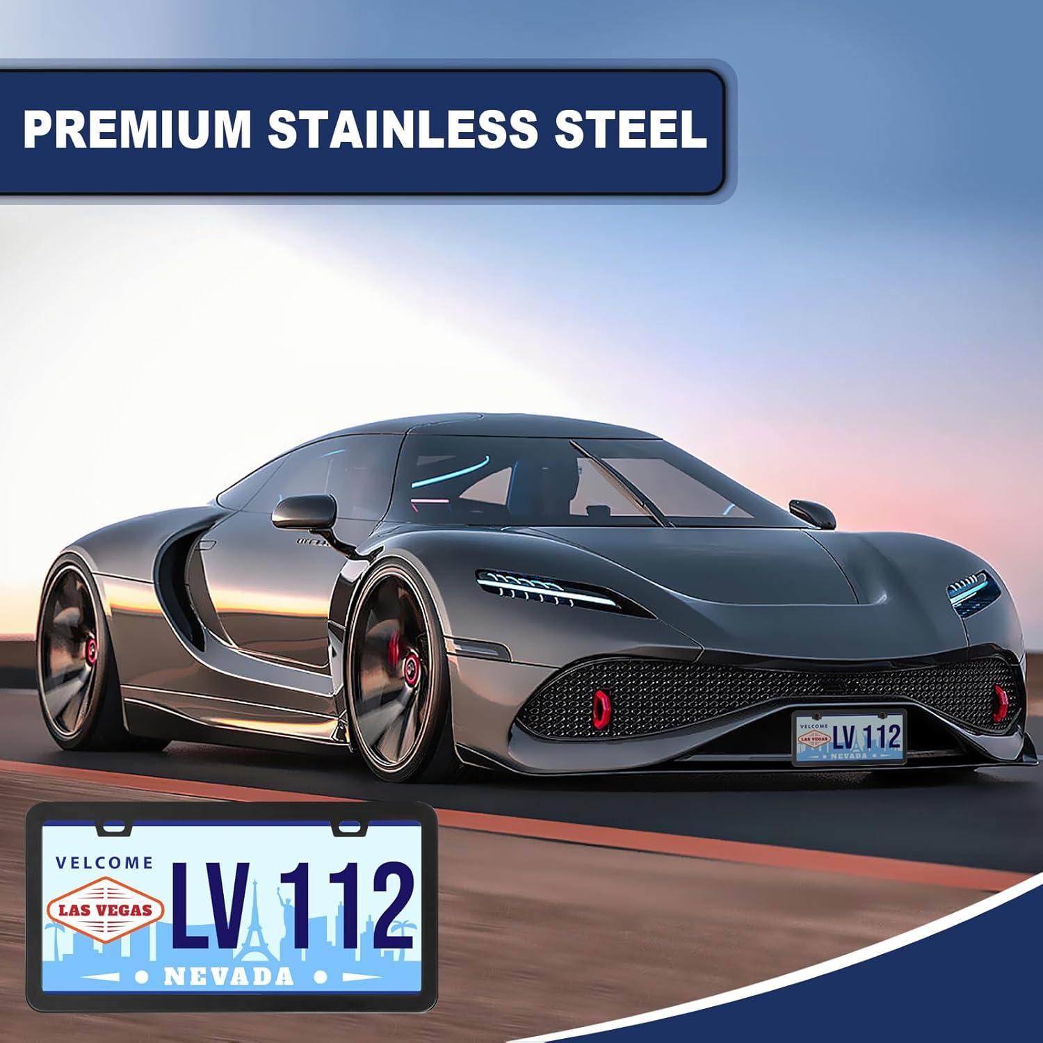 Paquete de 2 Marcos de Placas de Licencia QUANQIUFEI Negro