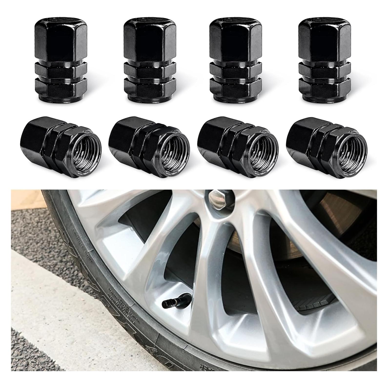 Ziciner 8 PCS Tapas de Válvula de Neumático de Aluminio Negro