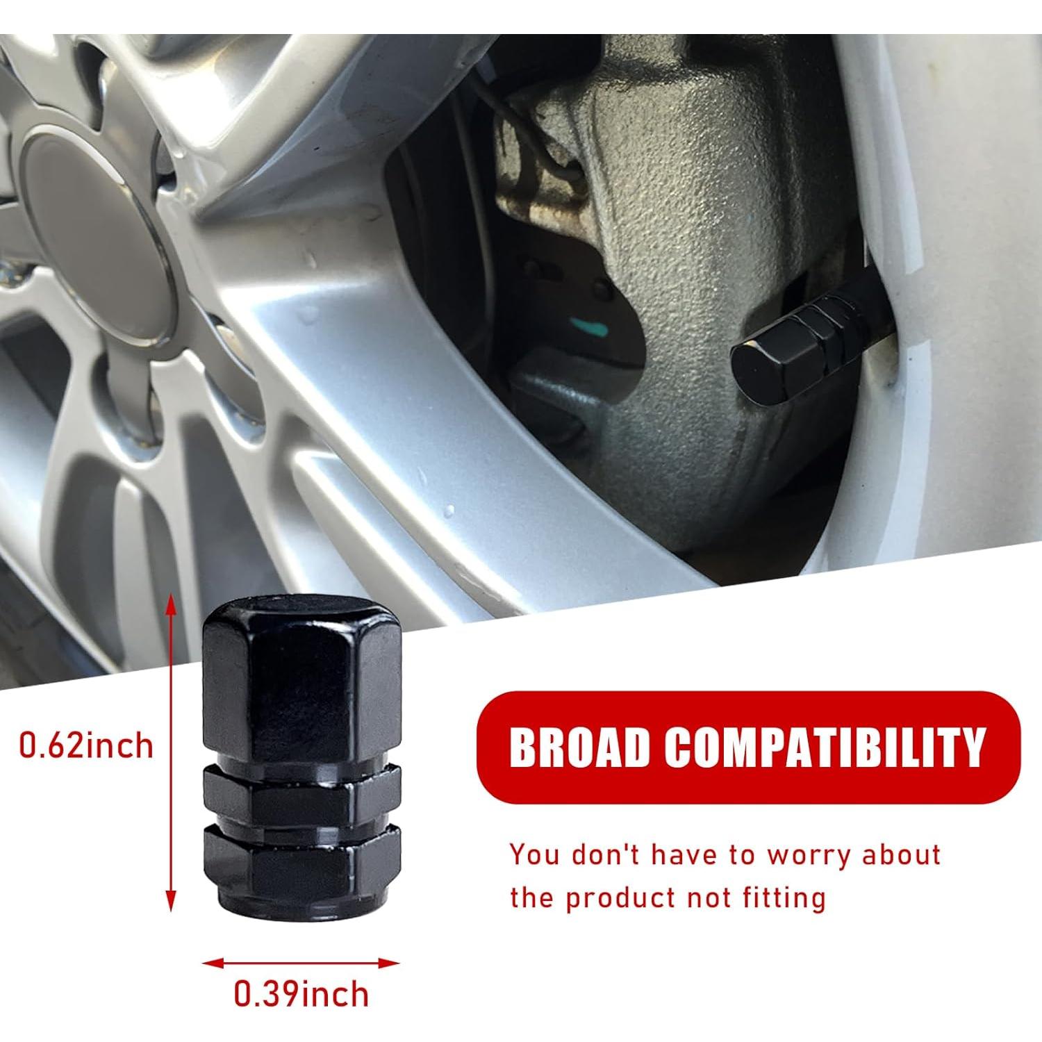 Ziciner 8 PCS Tapas de Válvula de Neumático de Aluminio Negro