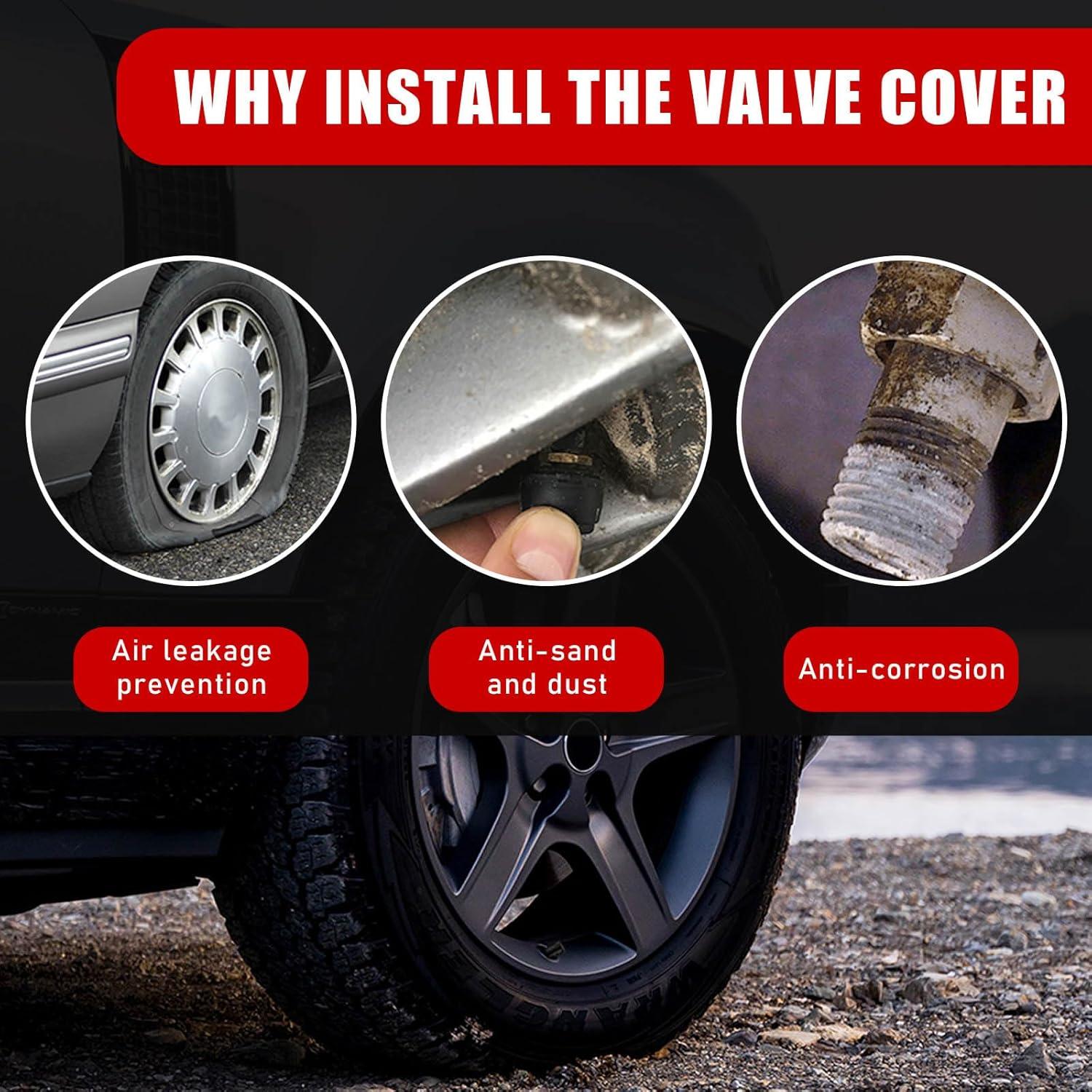 Ziciner 8 PCS Tapas de Válvula de Neumático de Aluminio Negro