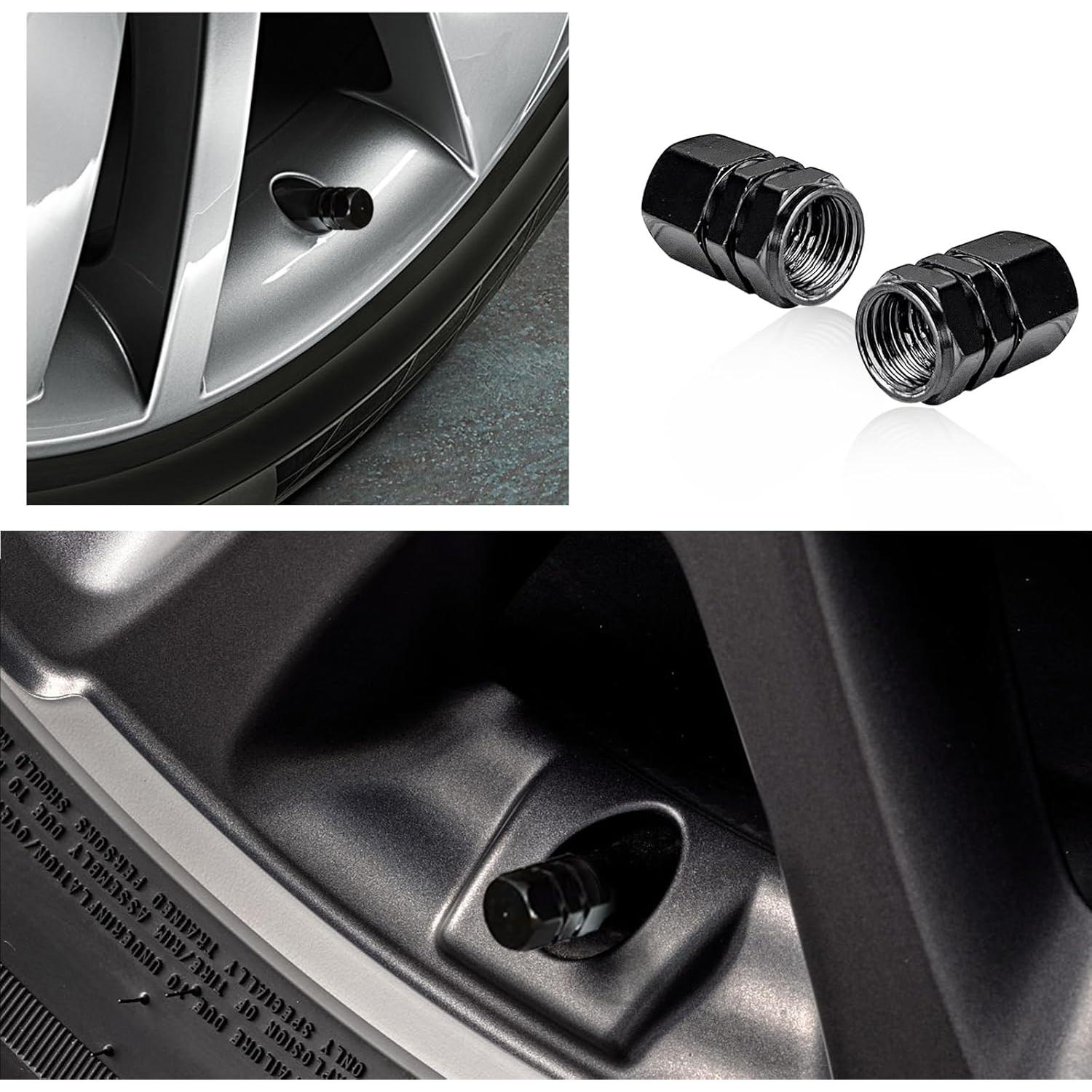 Ziciner 8 PCS Tapas de Válvula de Neumático de Aluminio Negro