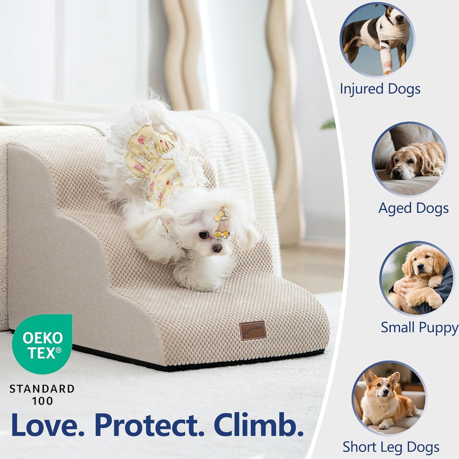 Escalera para Perros GoGoBunny 3 Pasos Beige 39.9 cm Antideslizante