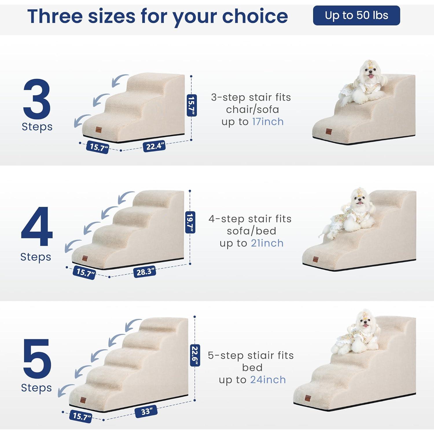 Escalera para Perros GoGoBunny 3 Pasos Beige 39.9 cm Antideslizante