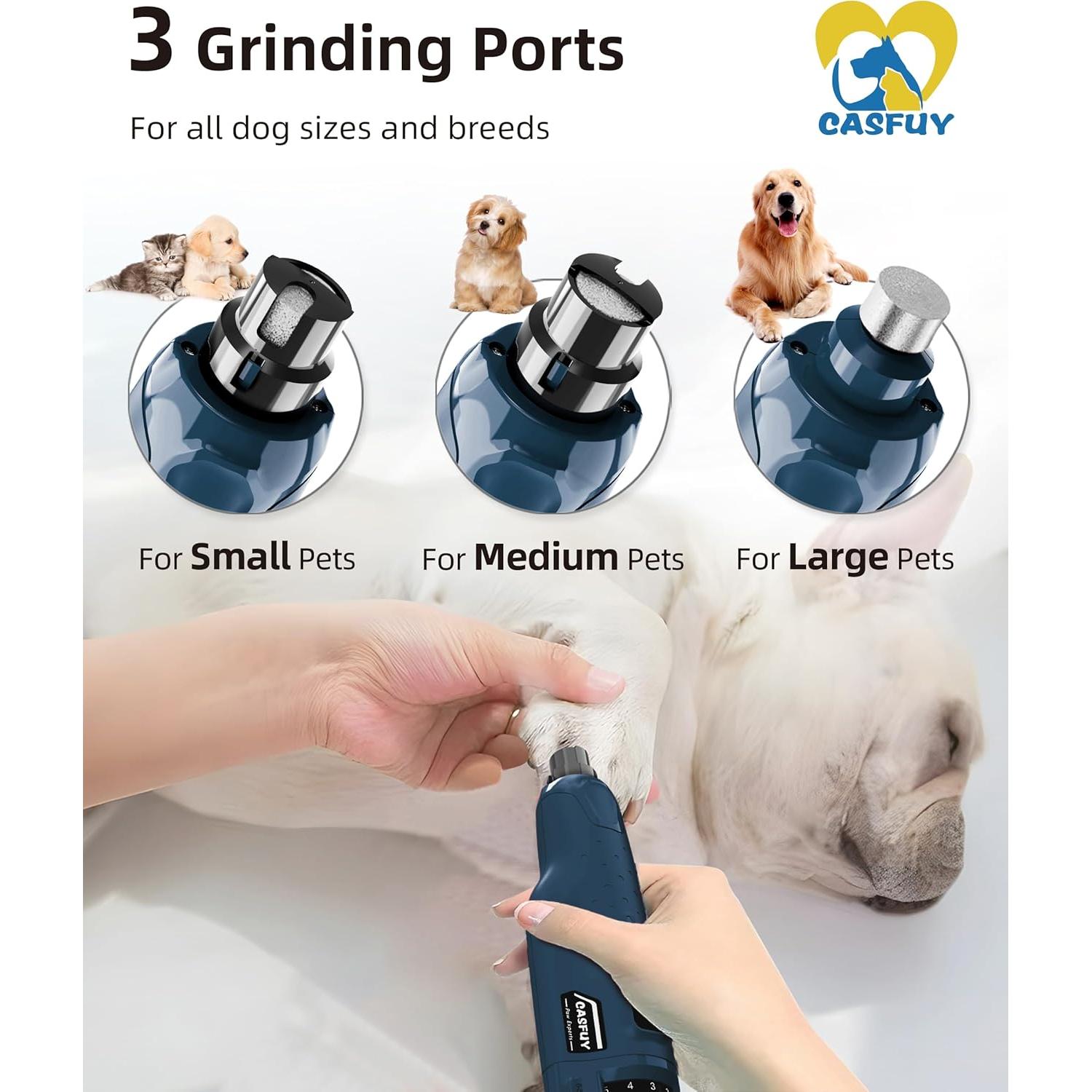 Molinillo de Uñas para Perros Casfuy N65 Silencioso 6 Velocidades