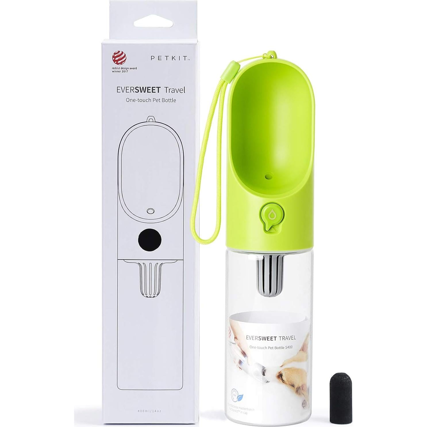 Botella de Agua para Perros PETKIT P4230 400ml Verde Sin BPA