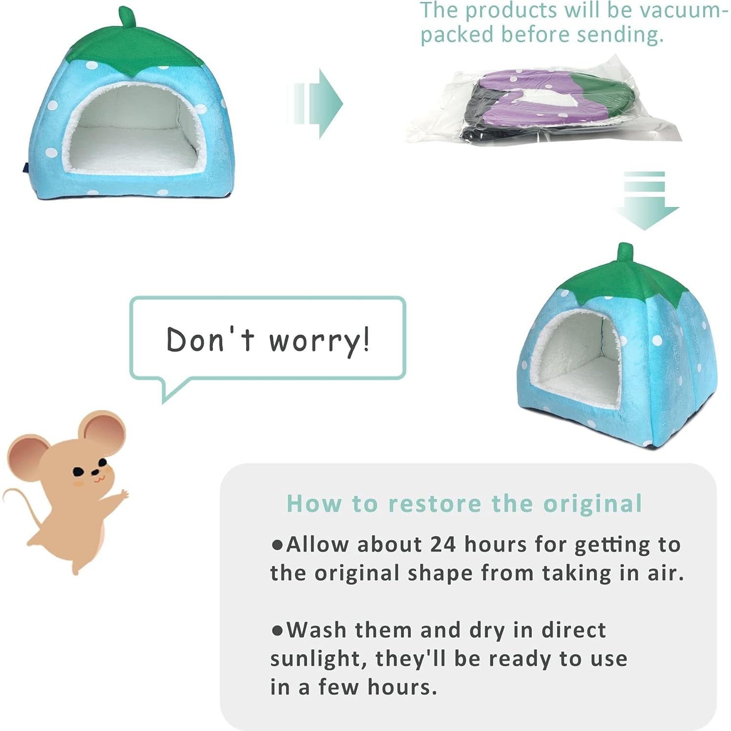 Cama Escondite para Mascotas Tierecare 26x26x24 cm Azul