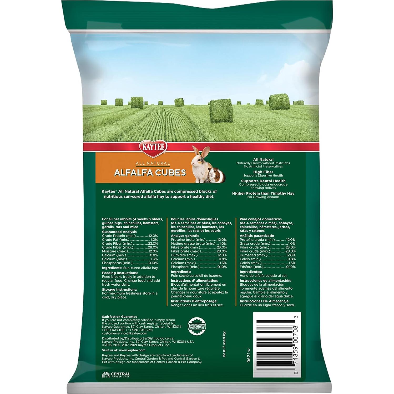 Cubos de Alfalfa Kaytee 425 g para Conejos y Cobayas