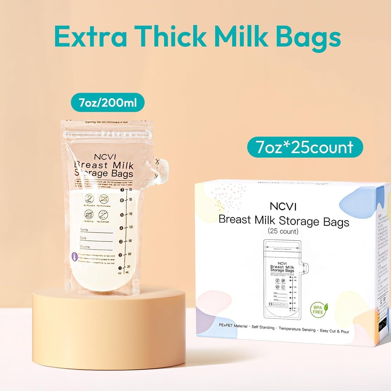 Bolsas de Almacenamiento de Leche Materna NCVI 25 Unidades 200ml