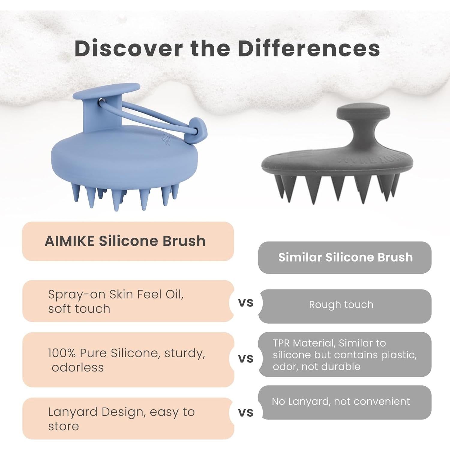 Cepillo Masajeador de Cuero Cabelludo AIMIKE Silicona Morandi
