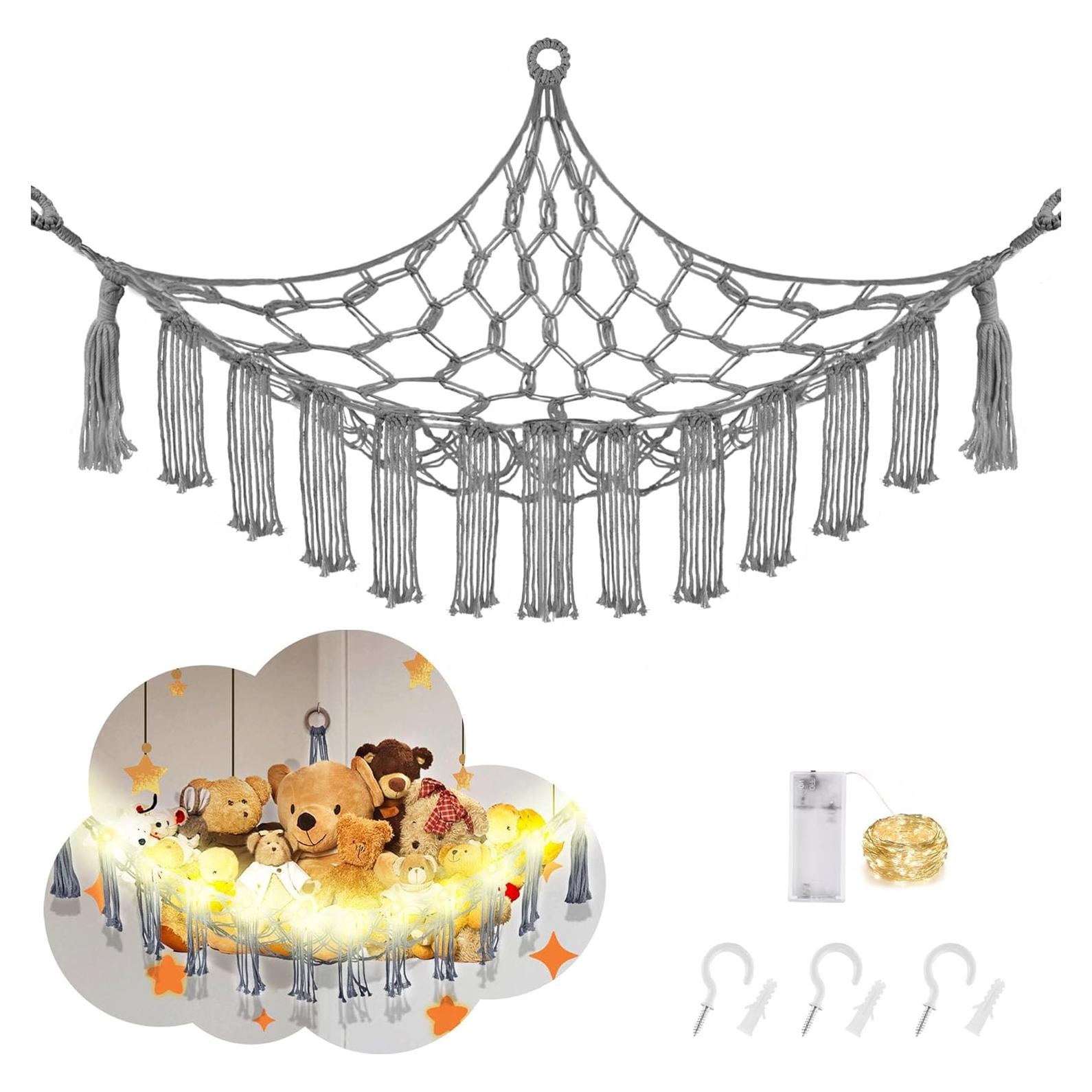 Hamaca de Peluches CERETIA con Luz LED - Gris, Grande