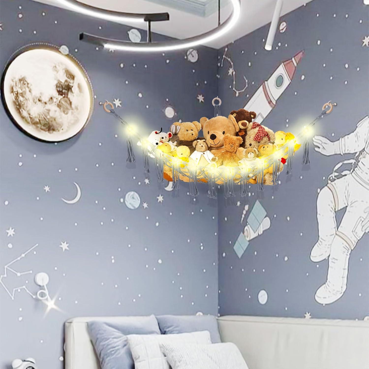 Hamaca de Peluches CERETIA con Luz LED - Gris, Grande