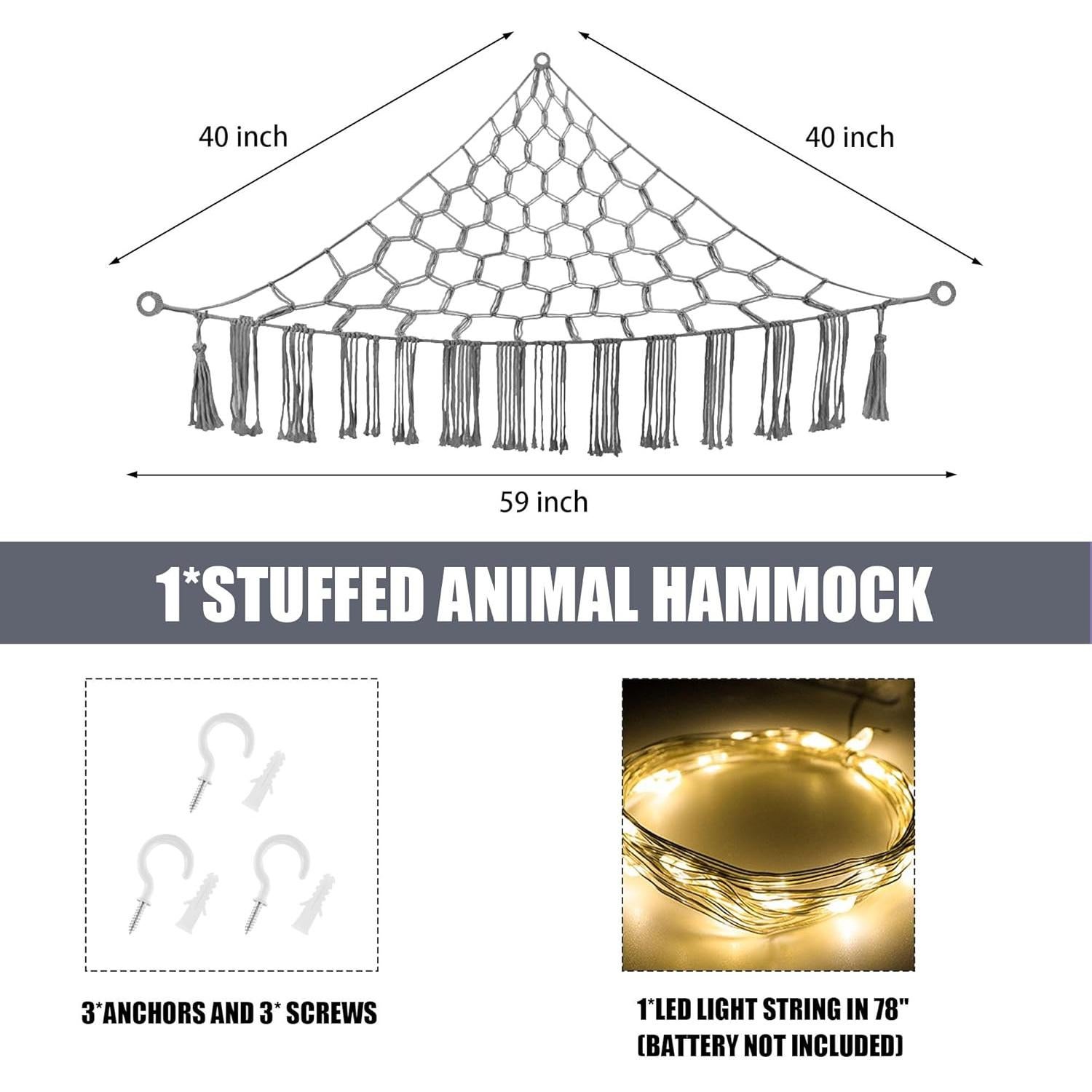 Hamaca de Peluches CERETIA con Luz LED - Gris, Grande