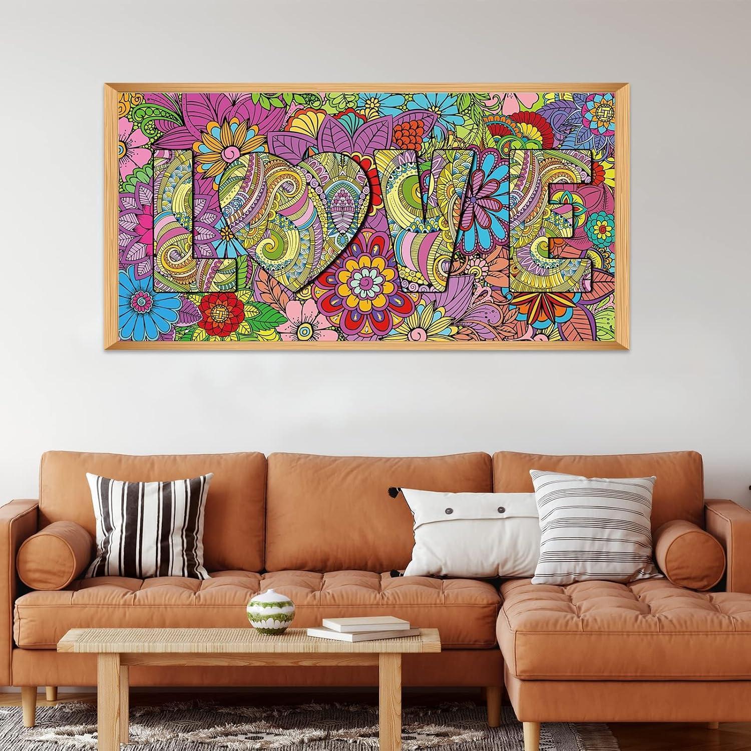 Póster de Colorear Mandala Gigante Tevxj 127x63.5 cm Amor