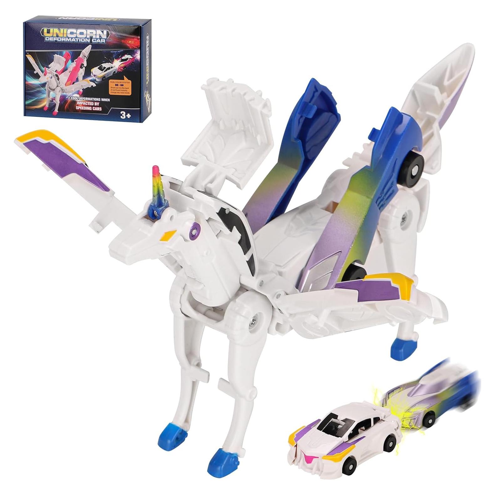 Coche Robot Transformable Unicornio Lavekywasa 14.7x12cm