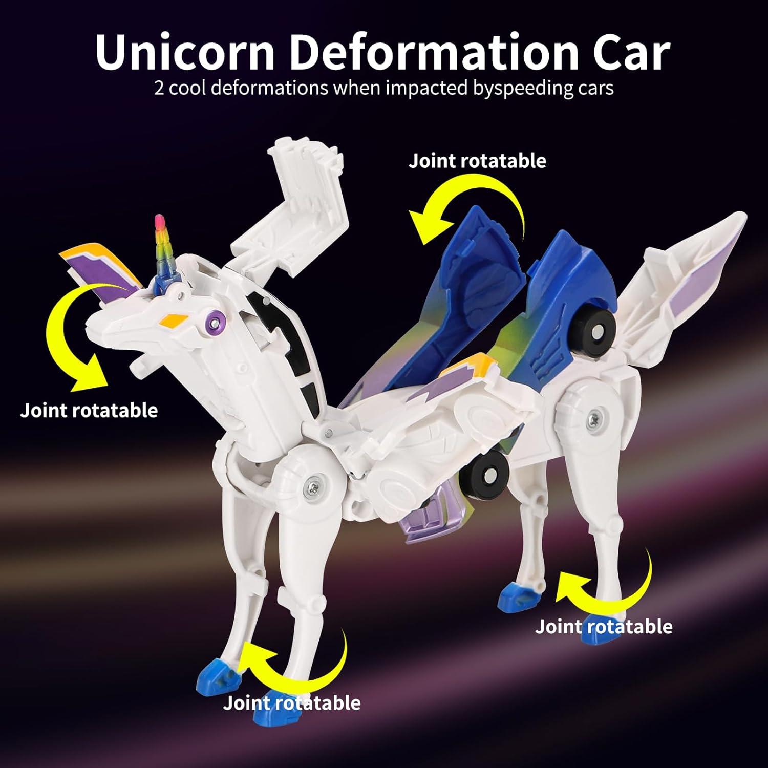 Coche Robot Transformable Unicornio Lavekywasa 14.7x12cm