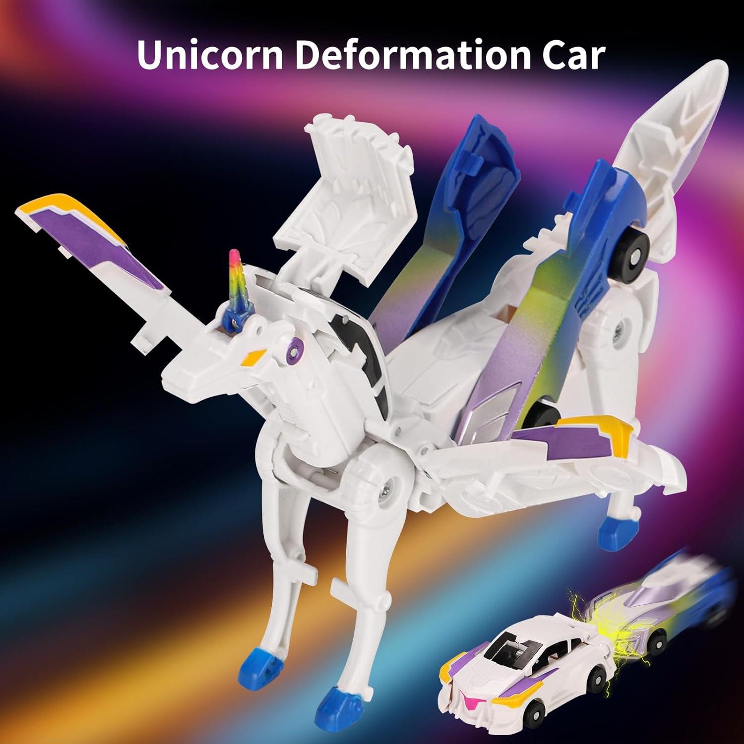 Coche Robot Transformable Unicornio Lavekywasa 14.7x12cm