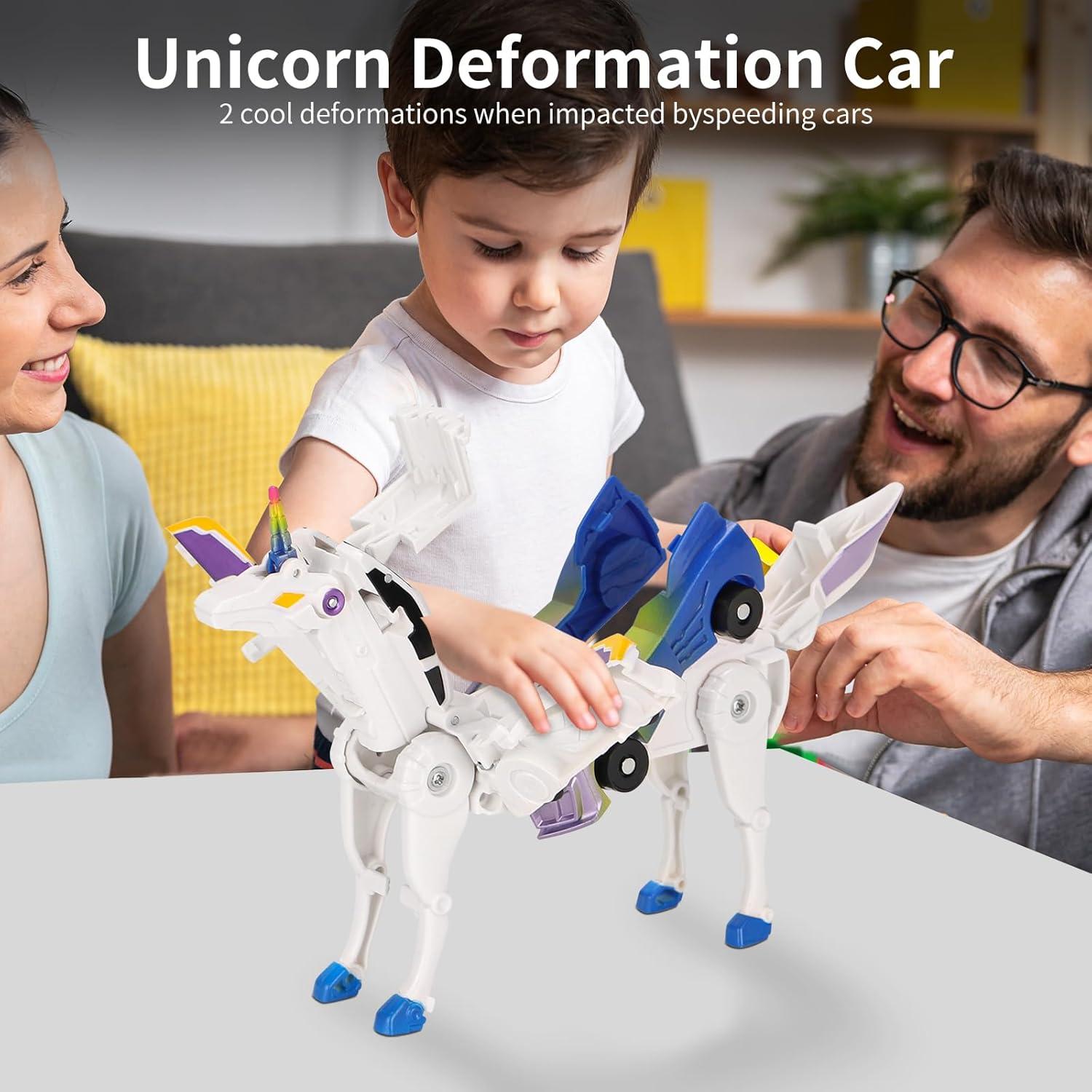 Coche Robot Transformable Unicornio Lavekywasa 14.7x12cm