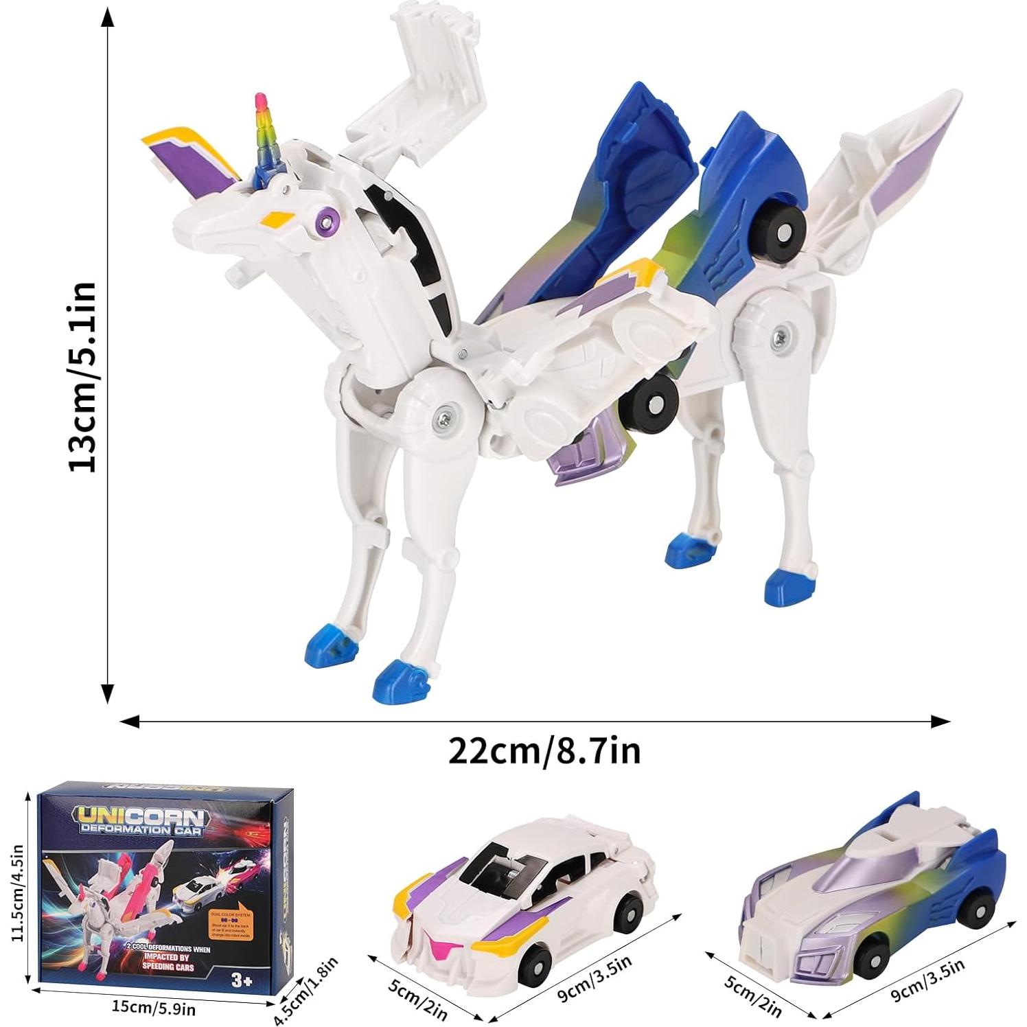 Coche Robot Transformable Unicornio Lavekywasa 14.7x12cm