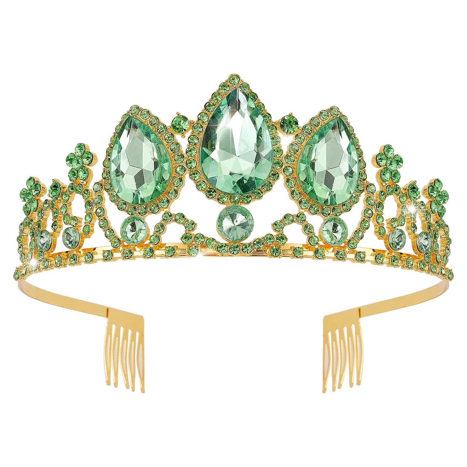 Tiara de Princesa Velscrun Verde para Niñas - Accesorio de Cumpleaños
