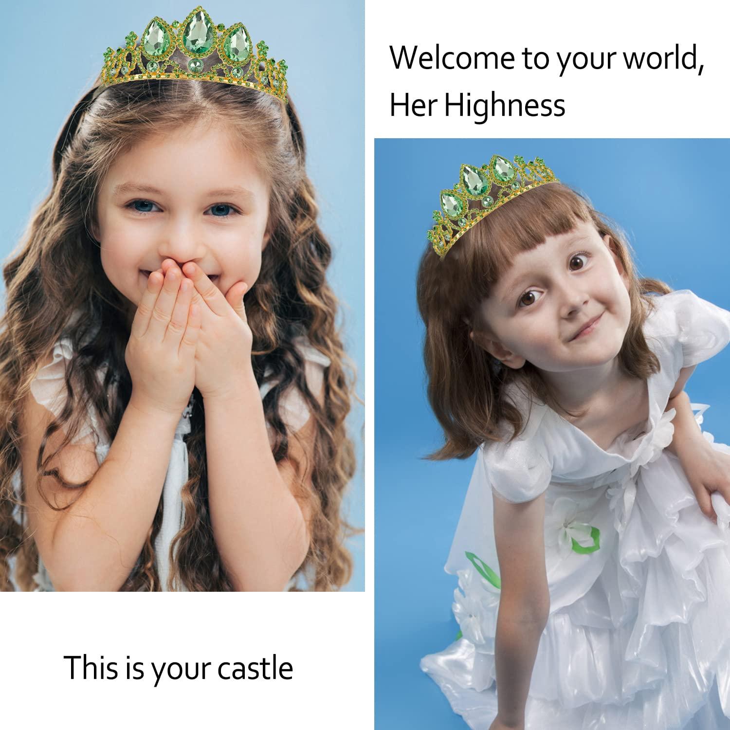 Tiara de Princesa Velscrun Verde para Niñas - Accesorio de Cumpleaños