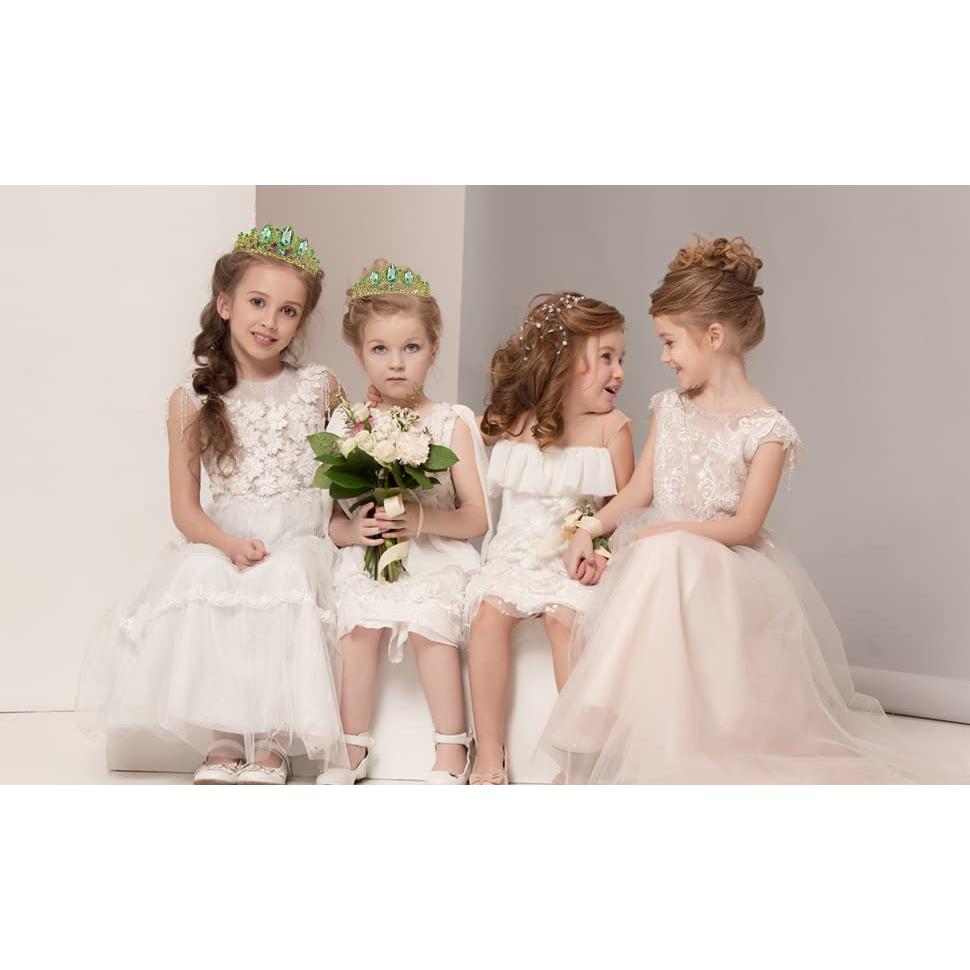 Tiara de Princesa Velscrun Verde para Niñas - Accesorio de Cumpleaños