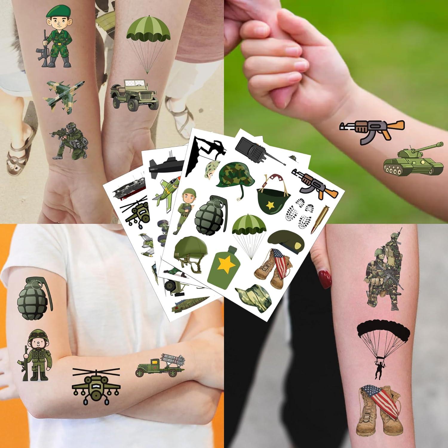 Tatuajes Temporales Militares Vnxcrafties - Fiesta Ejército