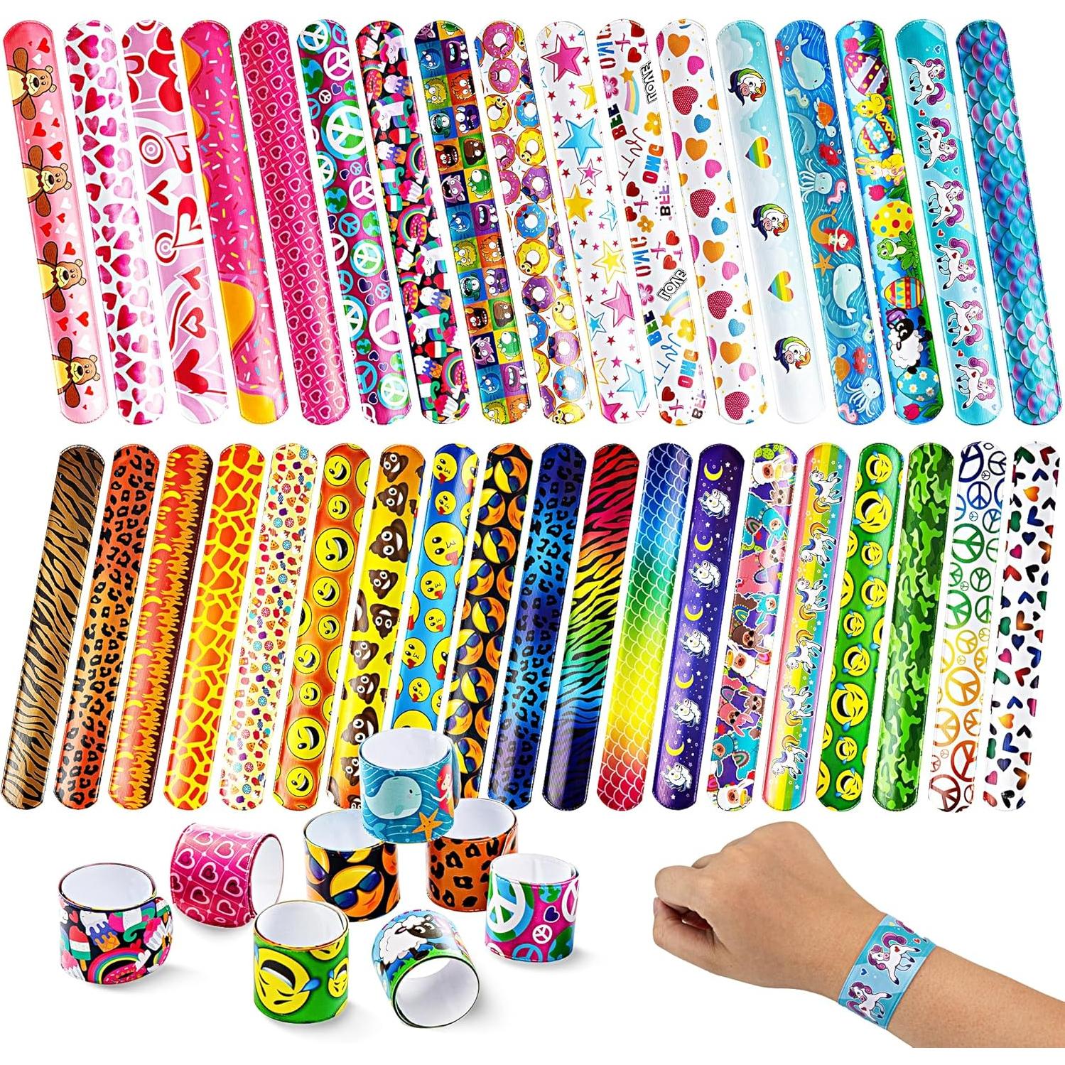 Pulseras de Golpe Joyin 60 Pcs para Niños - Animales y Corazones