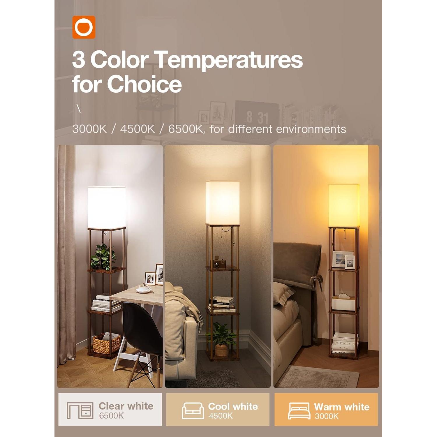 Lámpara de Pie addlon 4 Niveles con Bombilla LED 3CCT - Marrón