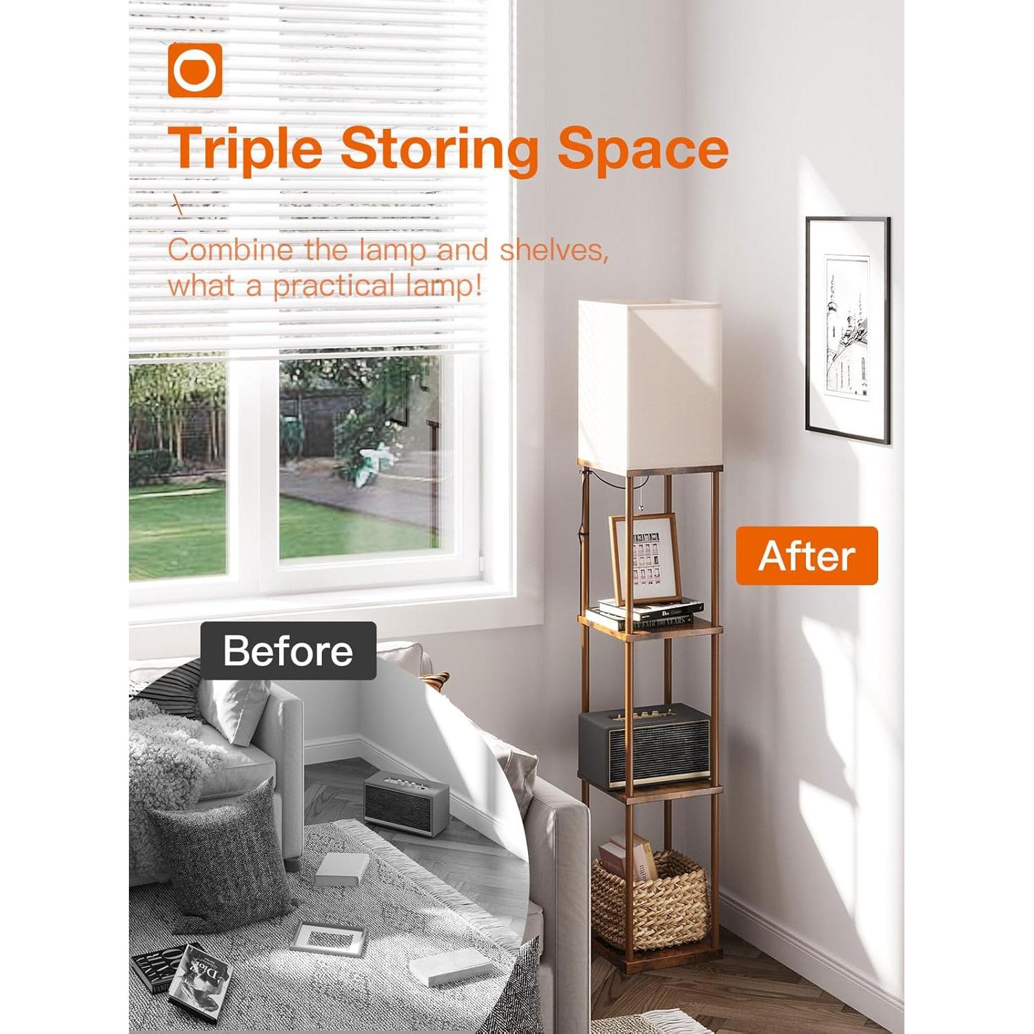 Lámpara de Pie addlon 4 Niveles con Bombilla LED 3CCT - Marrón