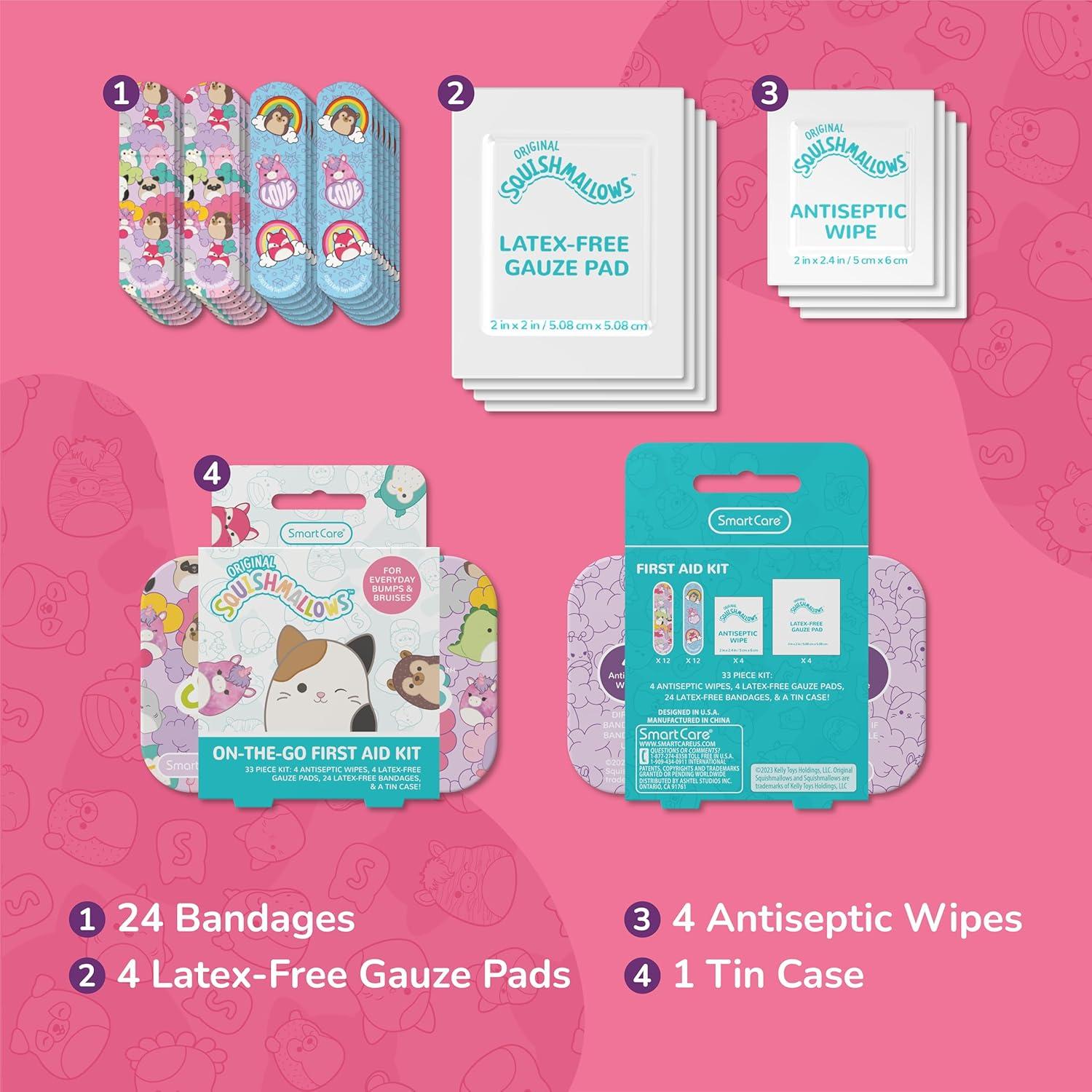 Kit de Primeros Auxilios Squishmallow 33PC con Curitas y Toallitas