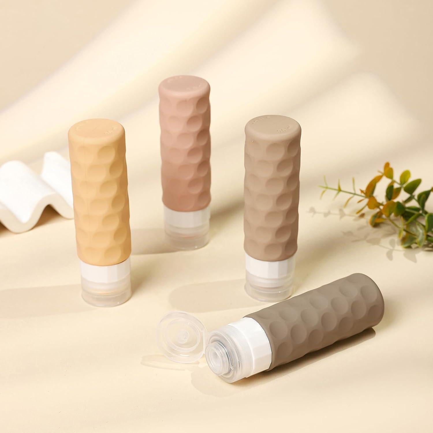 Botellas de Viaje Silevoler 4pcs 89ml Silicona a Prueba de Fugas