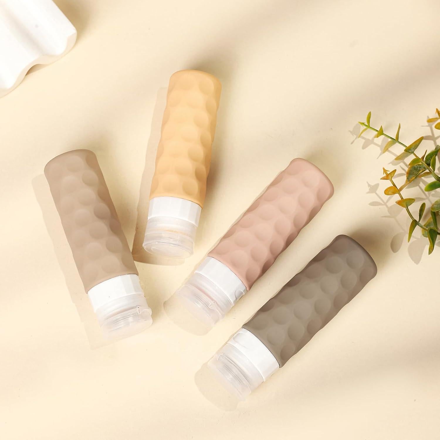 Botellas de Viaje Silevoler 4pcs 89ml Silicona a Prueba de Fugas